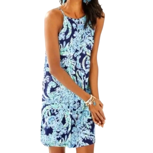 Lilly Pulitzer Margot Swing Dress In High Tide Scuba - Picture 1 of 9